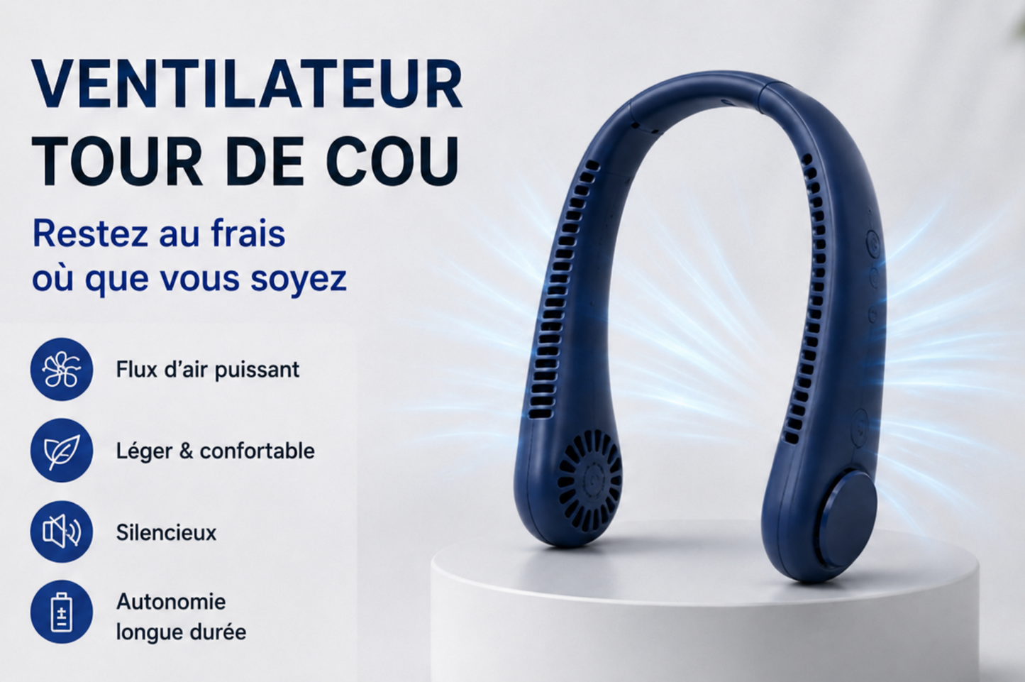 Ventilateur de Cou FraîchZone™ — Silencieux & Rechargeable