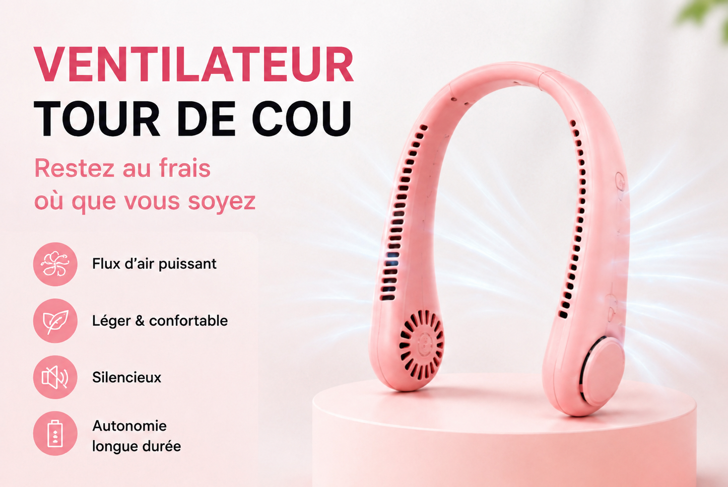 Ventilateur de Cou FraîchZone™ — Silencieux & Rechargeable
