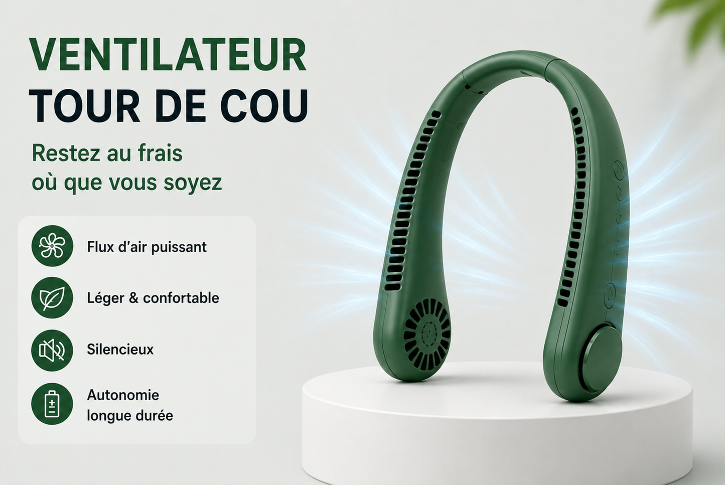 Ventilateur de Cou FraîchZone™ — Silencieux & Rechargeable